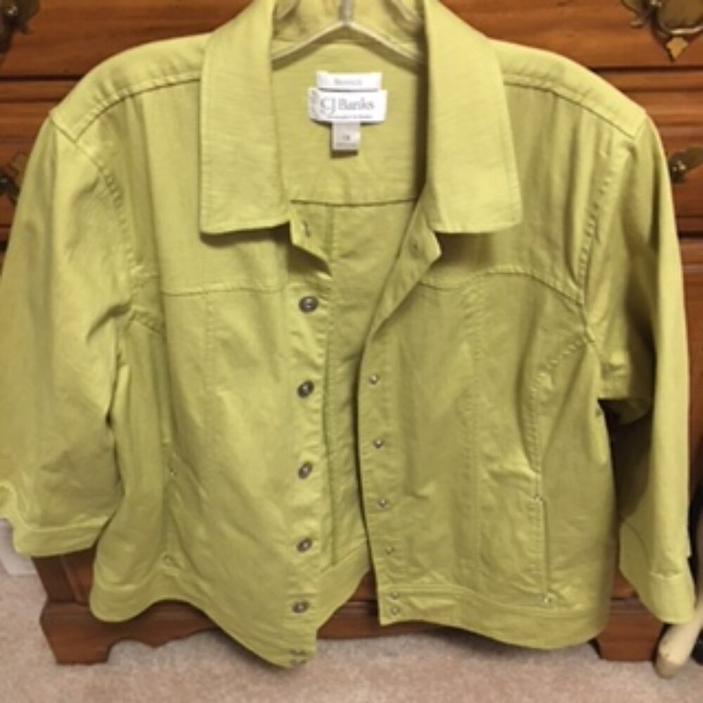 C.J.Banks  Stretch Green Denim Jacket  Size 1X